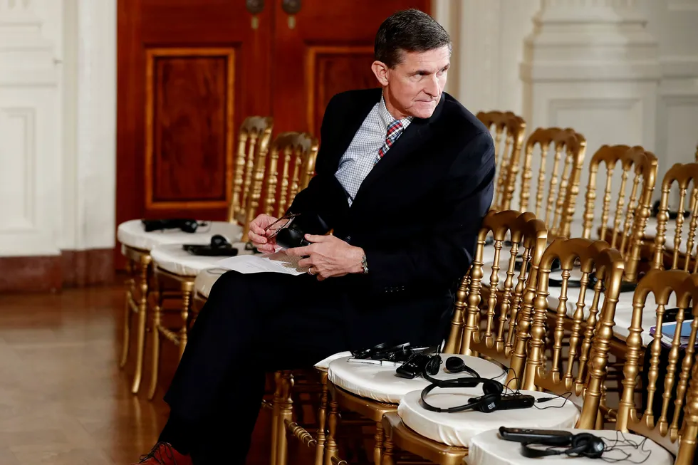 Den tidligere nasjonale sikkerhetsrådgiveren Michael Flynn (bildet) kan sitte på sprengstoff i Trumps Russland-bråk, tror seniorforsker Svein Melby. Foto: Carolyn Kaster/AP/NTB Scanpix