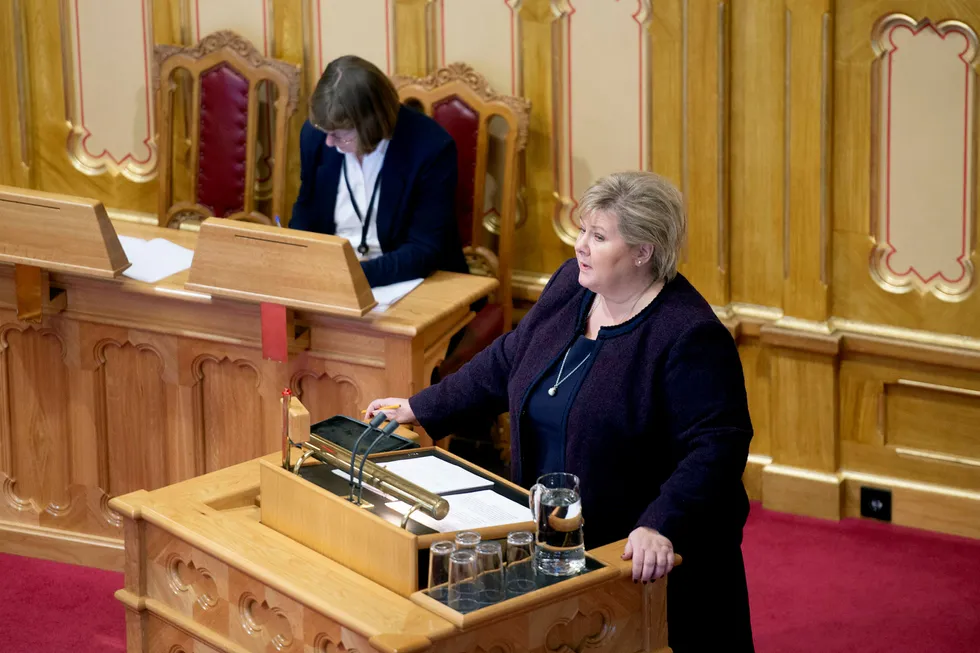 Statsminister Erna Solberg (H) har satt av hele dagen til å være til stede i salen når Stortinget behandler saken om objektsikring.
