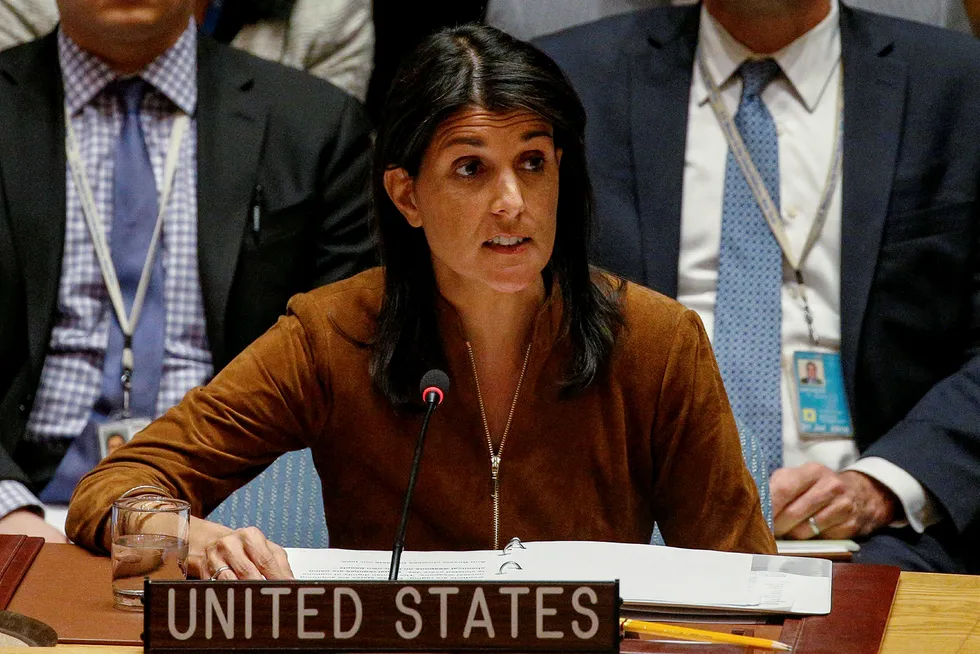 USAs FN-ambassadør mener alle kvinner som sier de er seksuelt trakassert bør lyttes til. Foto: Brendan McDermid/Reuters/NTB scanpix