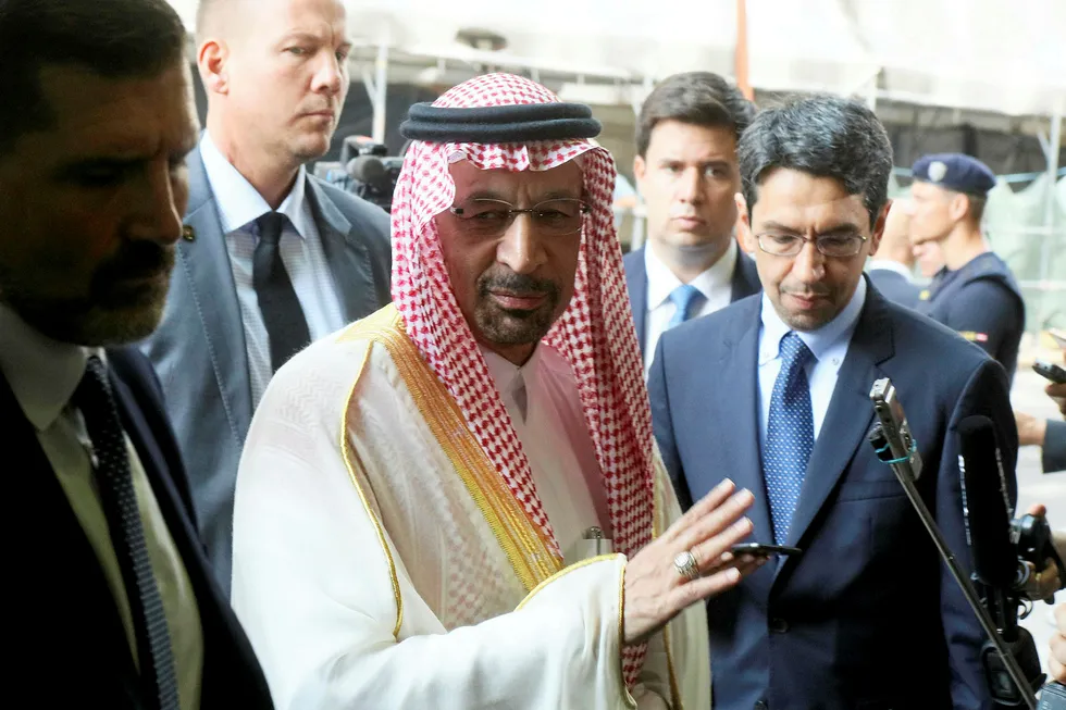 Positive: Saudi Energy Minister Khalid al-Falih arrives for the Opec meeting in Vienna