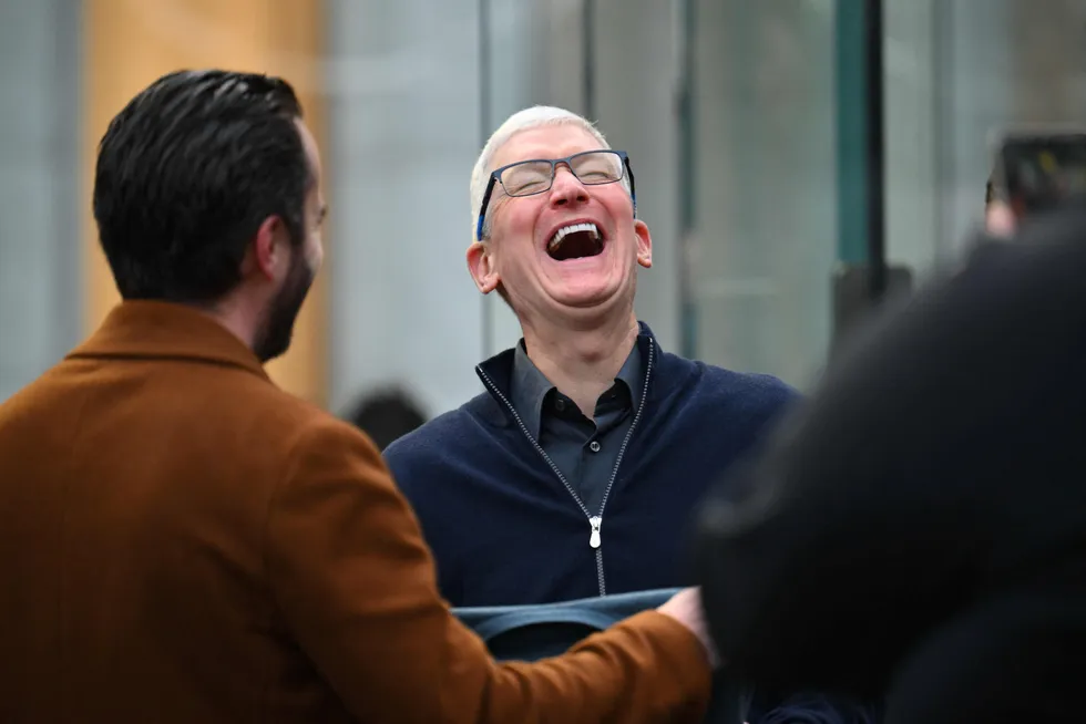 Apple-sjef Tim Cook, under en produktlansering tidligere i år.