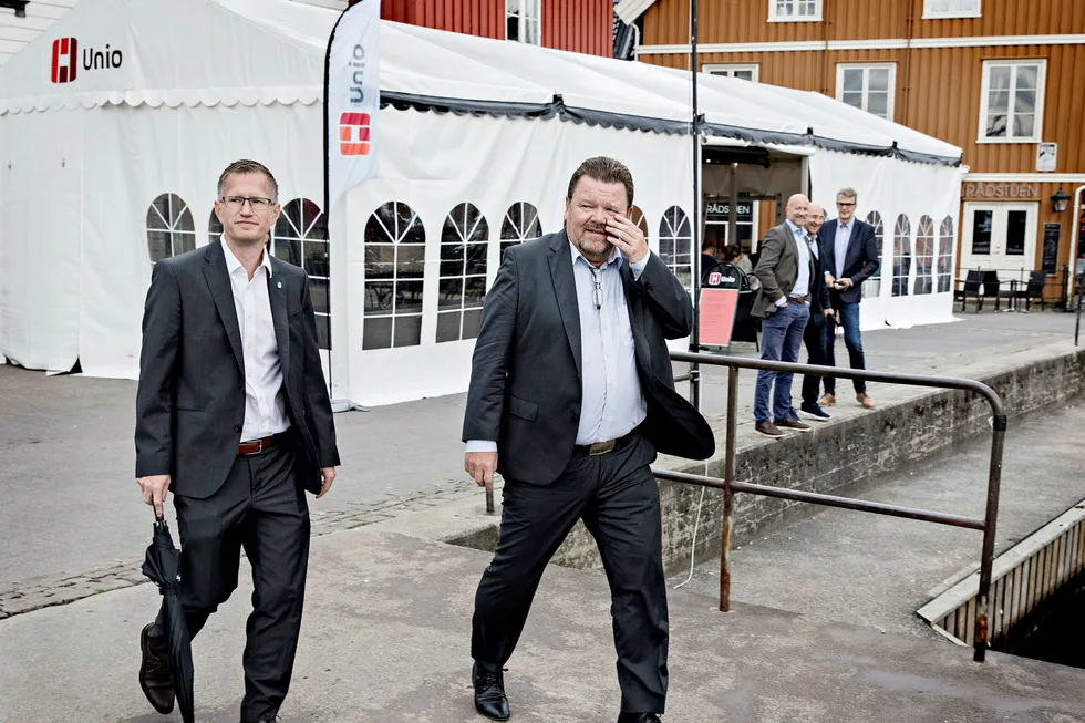 Ordfører Cornel Nordli og Øystein Djupedal, her fotografert under Arendalsuka i fjor.