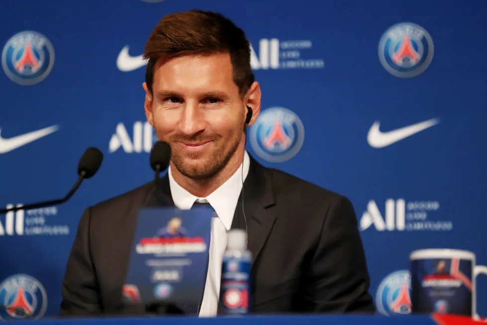 Lionel Messi møtte pressen i Paris onsdag formiddag.