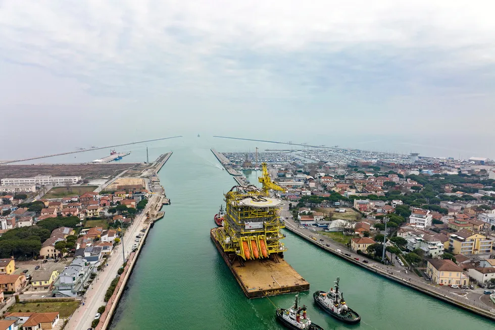 Offshore award: the sailaway of topsides for an offshore accommodation facility at Rosetti Marino’s Piomboni yard in Italy.