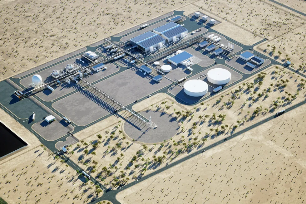 A computer-generated rendering of the 80MW Phoenix Hydrogen Hub, set to begin construction this year.