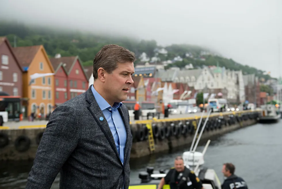Islands statsminister Bjarni Benediktsson på Bryggen i Bergen. Foto: Marit Hommedal/NTB Scanpix