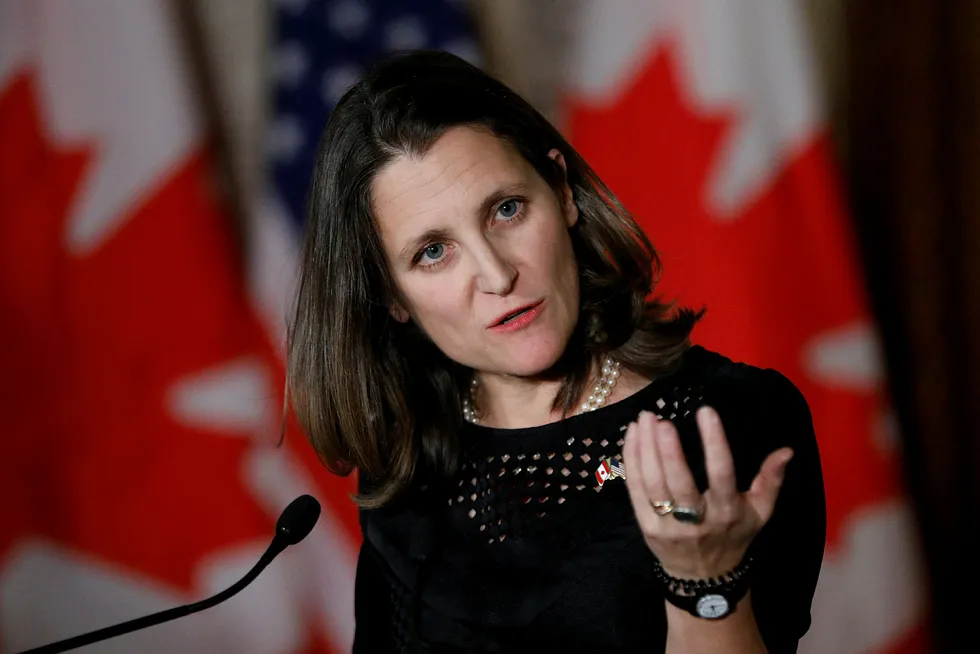 Canadas utenriksminister Chrystia Freeland har tro på diplomatisk løsning av konflikten med Nord-Korea. Foto: Blair Gable/Reuters/NTB scanpix