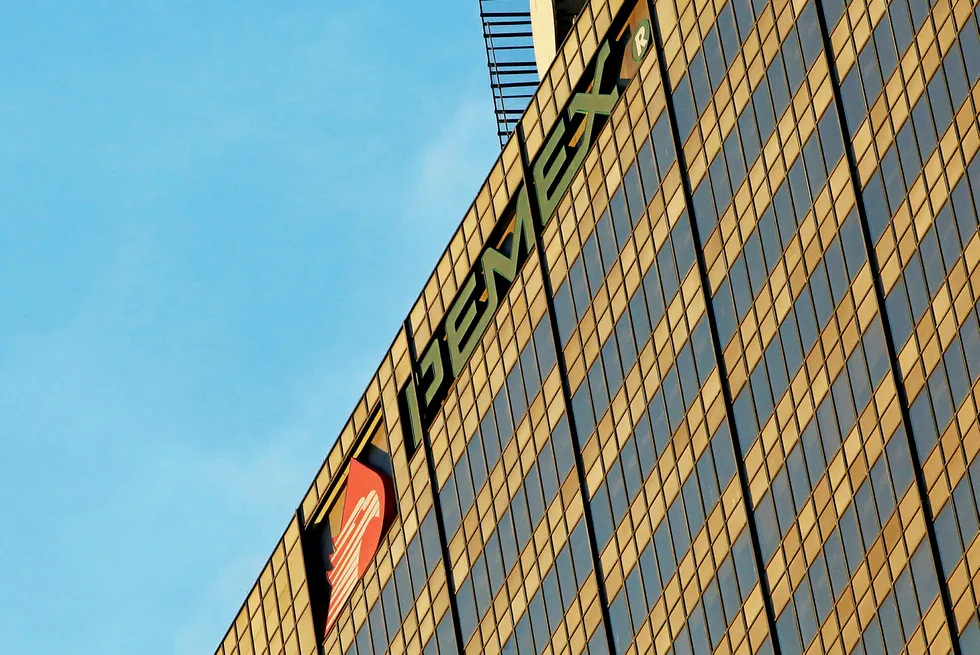 Pemex logo is seen at the headquarters of state-owned oil giant in Mexico City