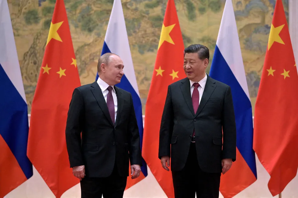 Gas diplomacy: Russian President Vladimir Putin attends a meeting with Chinese President Xi Jinping in Beijing earlier this month