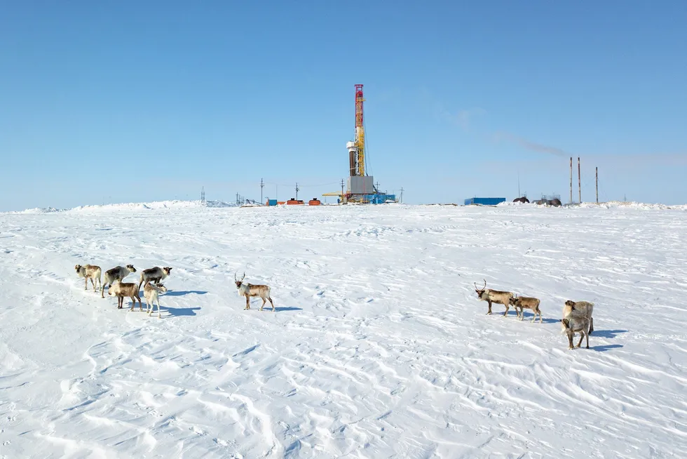Long road: a drilling rig on the remote Tazovskoye oil and gas field in West Siberia, operated by Gazprom Neft