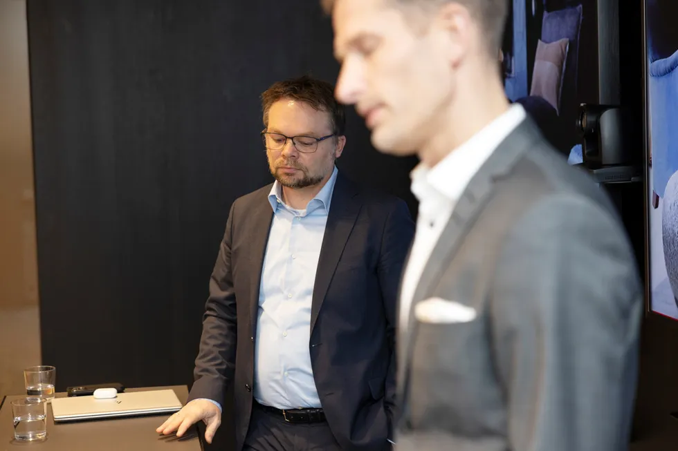 Administrerende direktør Anders Fjeld (til venstre) og finansdirektør Eystein Lund.