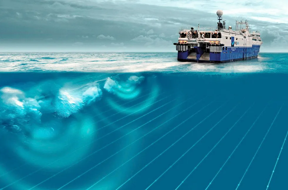 Ocean-bottom seismic illustration.