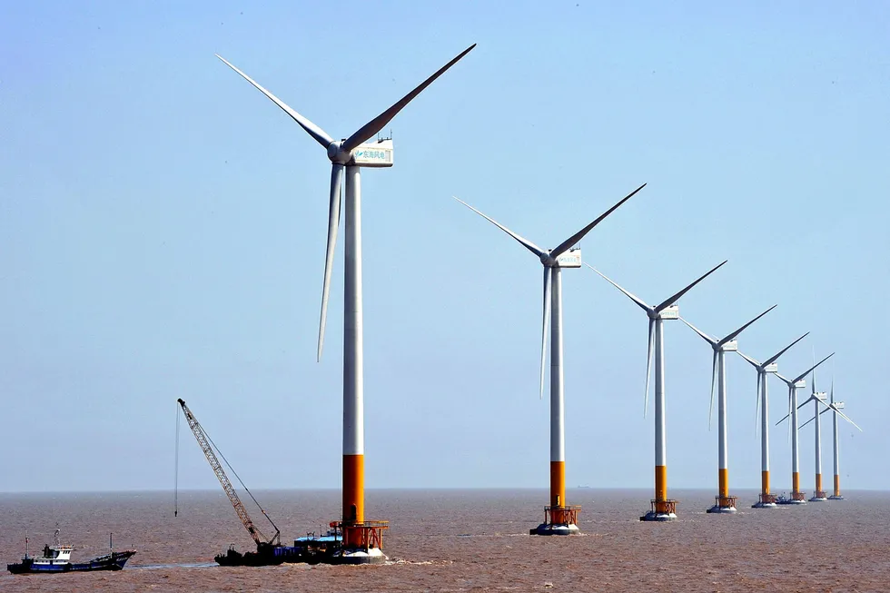 Alliance: wind turbines of the Donghai Bridge offshore wind farm in China