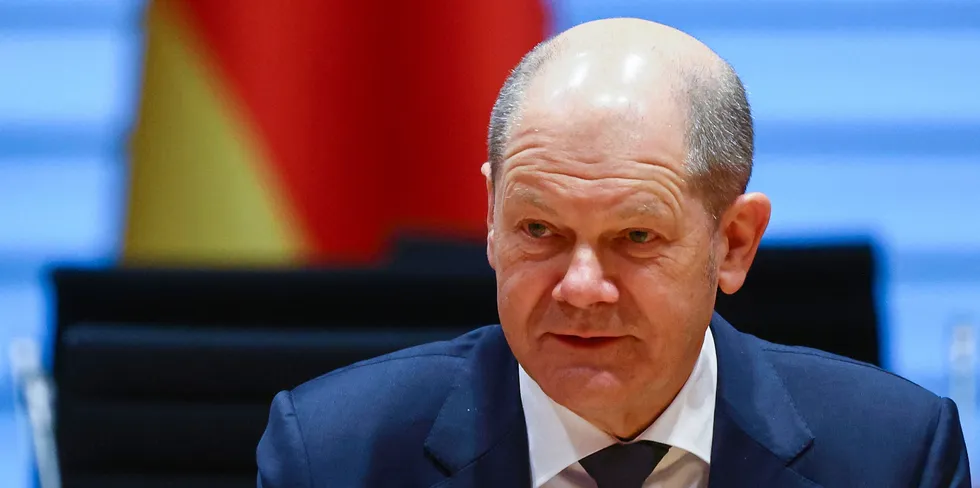 Chancellor Olaf Scholz speaking to his cabinet on 6 April.