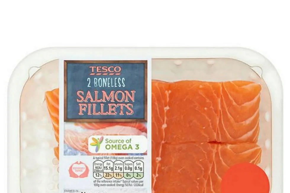 Chilled salmon prices averaged £19.43 per kilo in the full year through July at UK retailers.