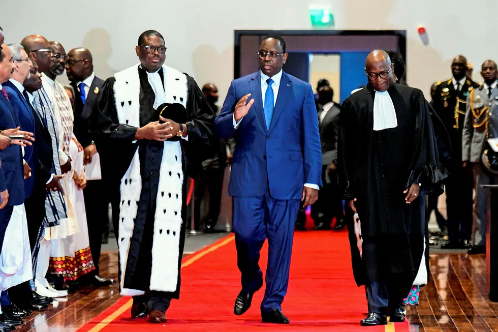 State event: Senegal President Macky Sall arrives for his swearing-in ceremony in Diamniadio this week