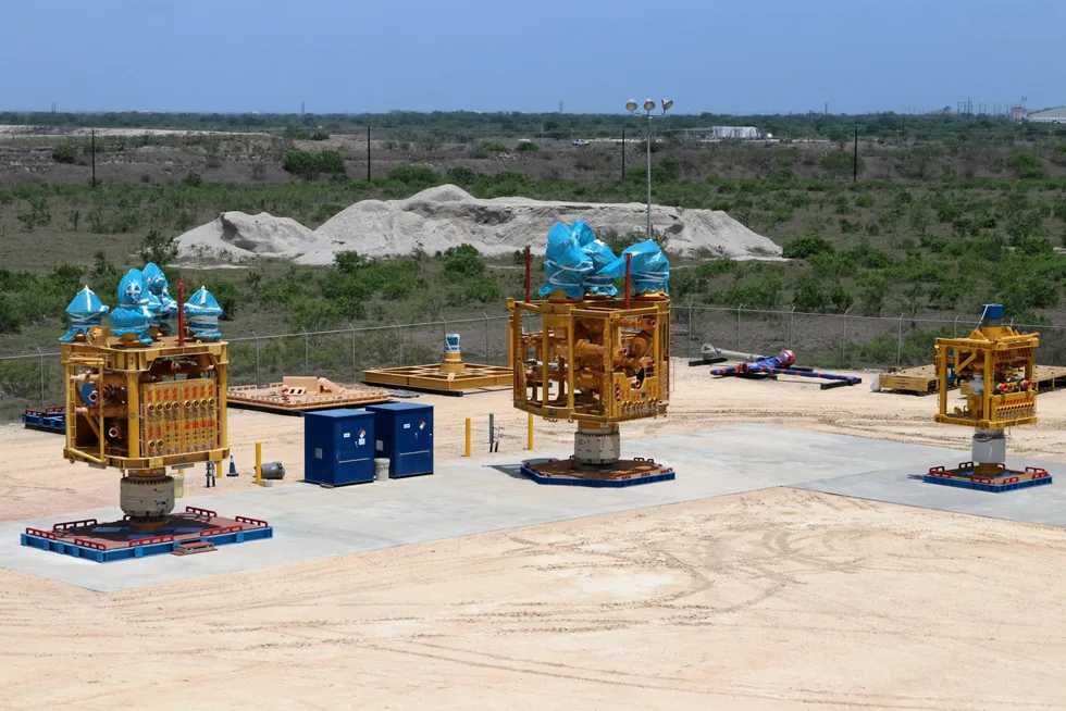 Ready position: capping stacks are maintained and stored at the Marine Well Containment Company's shore base in Ingleside, Texas