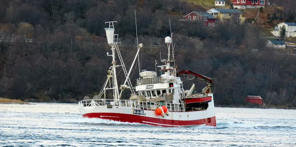 «Vestøy», tidligere «Emma», er en av kystnotbåtene som har gode tider i lysfiske etter makrell på kysten. Kvoten er snart oppfisket.