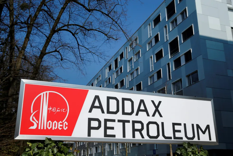 Given the boot: a sign is pictured outside the Addax Petroleum headquarters in Geneva, Switzerland in 2017
