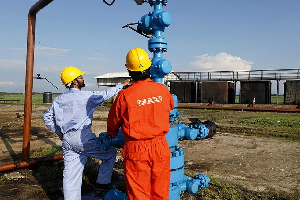 ONGC workers in Nazira, India.