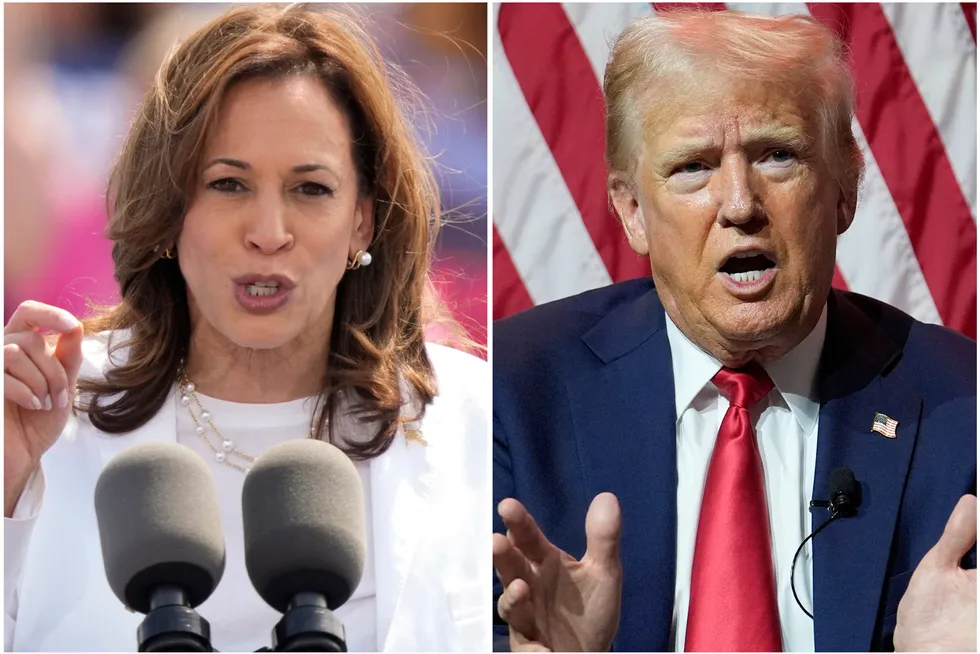 Kamala Harris snakket forrige onsdag til The Economic Club of Pittsburgh i Pennsylvania. Fredag var Donald Trump i byen Walker i Michigan. Begge delstatene er viktige vippestater for de to presidentkandidatene.