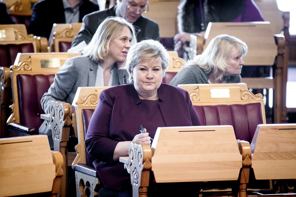 Statsminister Erna Solberg fortalte om forbauselse i Stortingets spontanspørretime onsdag. Foto: Gunnar Blöndal