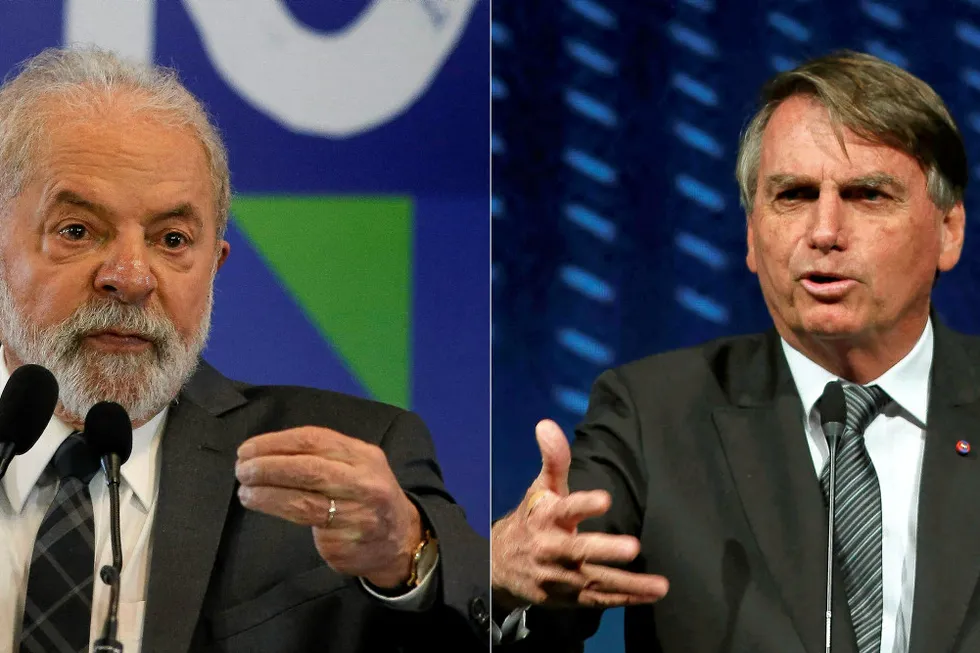 Candidates: former president Luiz Inacio Lula da Silva (left) and incumbent Jair Bolsonaro (right)