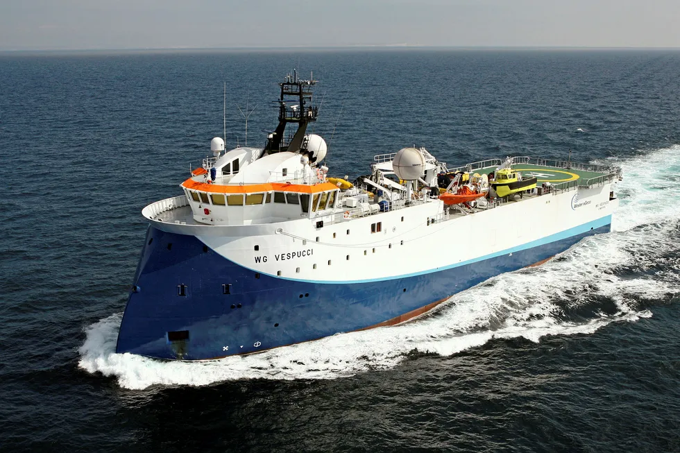 Campos basin: the seismic survey vessel SW Vespucci, which used to belong to WesternGeco, before the sale to Shearwater
