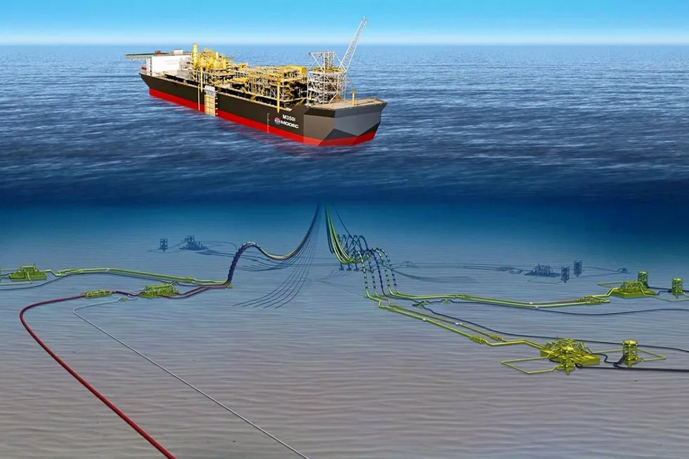 Rendering: schematic of the Barossa FPSO for Santos' field offshore Australia
