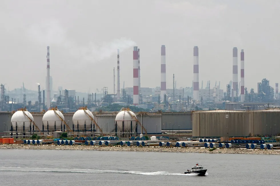 Emissions: an oil refinery located on Singapore's Jurong Island, which is home to one of the region's largest petrochemical clusters.