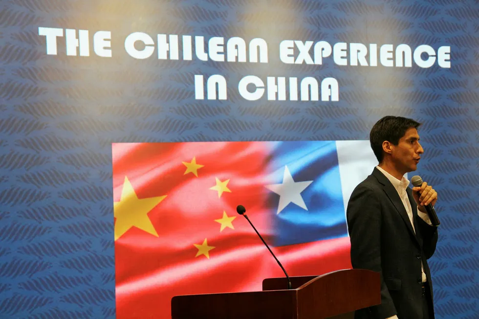 Nicolas Terrazas, CEO of New World Currents, speaking at an IntraFish Leadership Event in Qingdao last year.