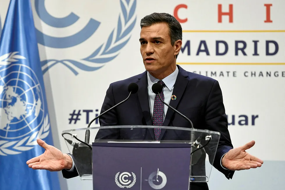 Event: Spanish Prime Minister Pedro Sanchez at the COP25 event in Madrid