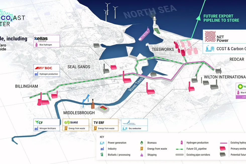 Plans: a graphic of the Teesside elements of the East Coast Cluster scheme