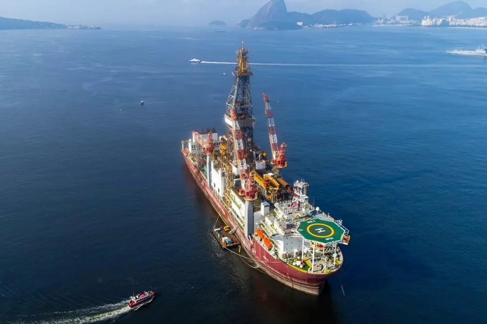 Ready: The Ocyan drillship ODN II is undergoing final operational adjustments in the Guanabara basin before heading for northern Brazil's equatorial margin.