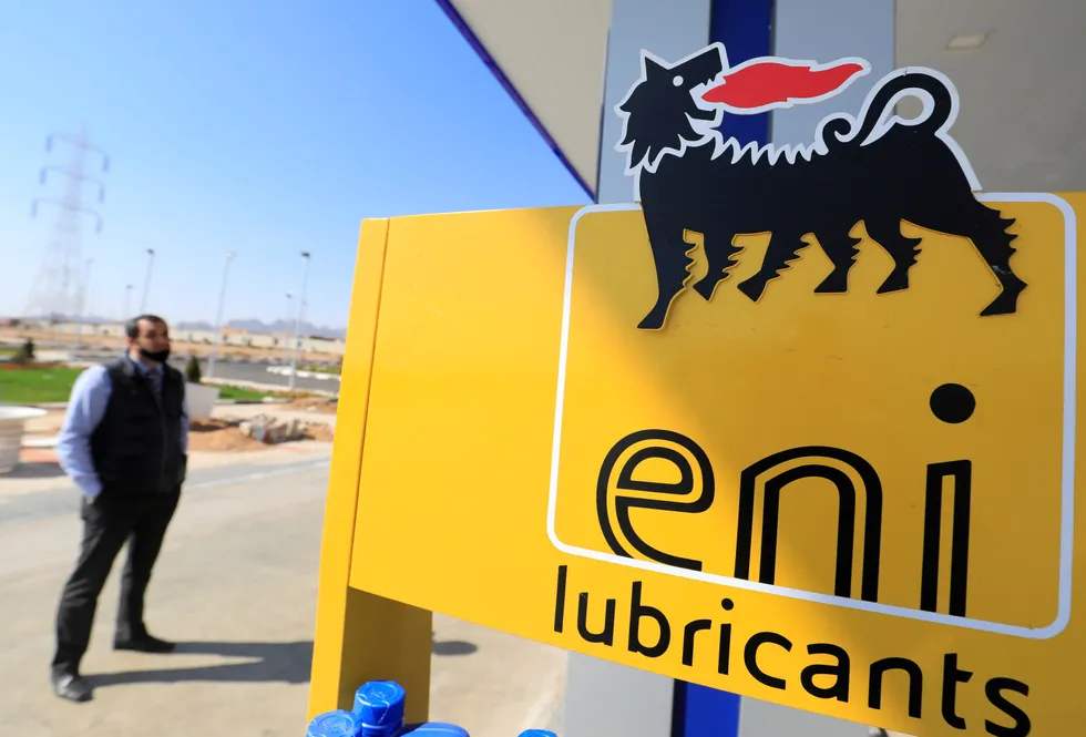Gas rich: a man looks at the sign of Italian energy Eni company at a gas station in Egypt's Red Sea resort of Sharm el-Sheikh