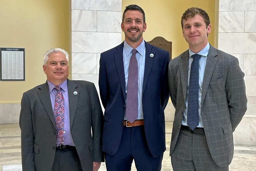 Members of SATS say they are gaining traction when it comes to promoting offshore aquaculture. (from L to R): Innovasea's David Kelly, Zeigler's Chris Stock and Nick Althoff of JBS USA.