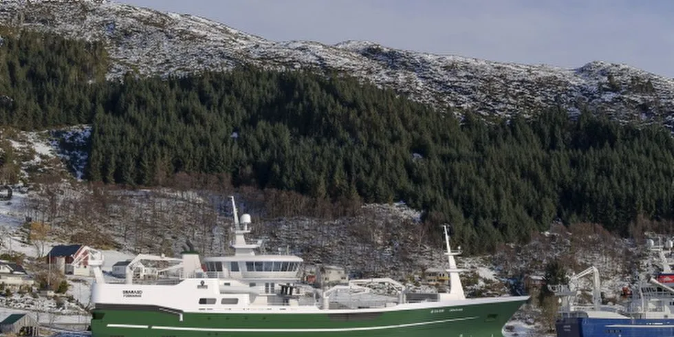 Nye ”Smaragd” ved kai i Leinevika. Illustrasjonstegning: Havyard.