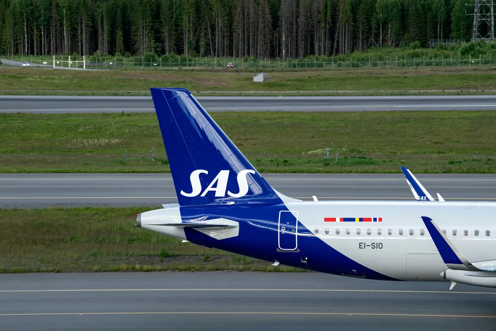SAS-fly på Oslo Lufthavn i sommer.