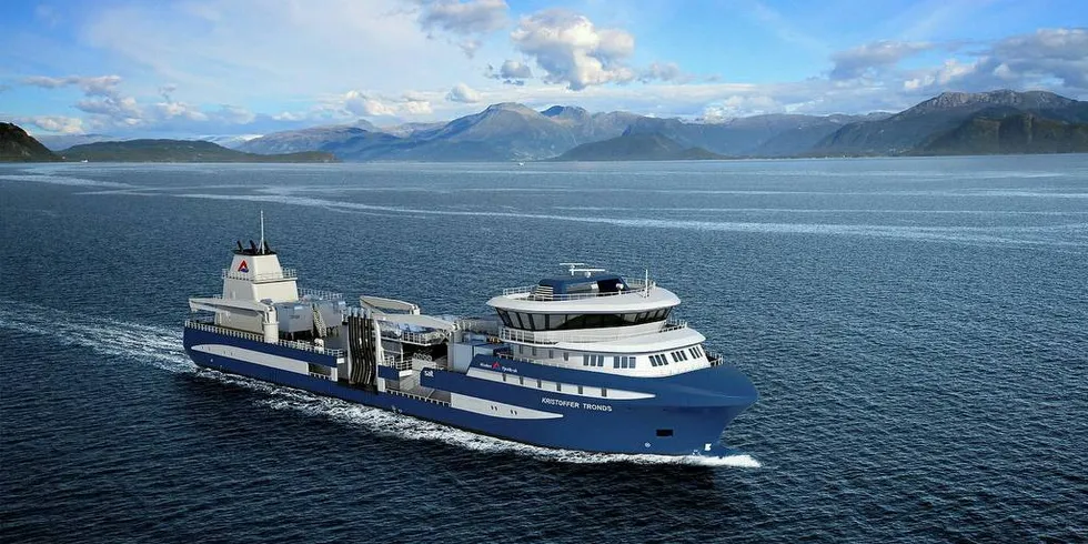 Den nye brønnbåten til Alsaker Fjordbruk får et volum på over 5000 m³ og skal leveres i 2020.Foto: Havyard