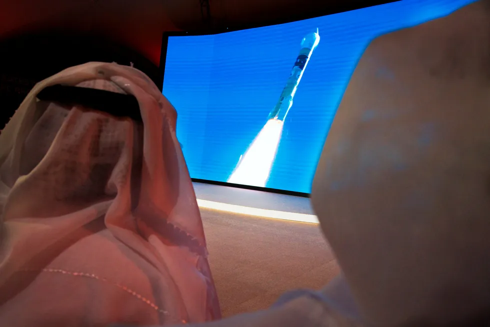 Oppskytingen i Japan ble fulgt fra skjermer på romsenteret Mohammed Bin Rashid i Dubai