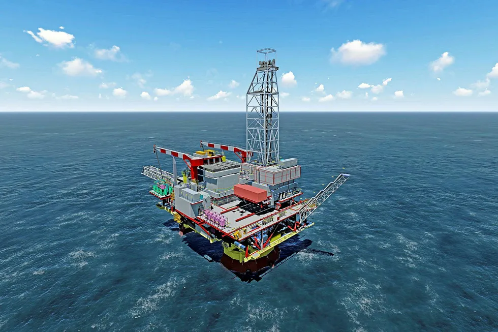 On schedule: graphic of an oil drilling and production platform for the Grayfera offshore field, the topsides for which are under construction near Astrakhan in Russia