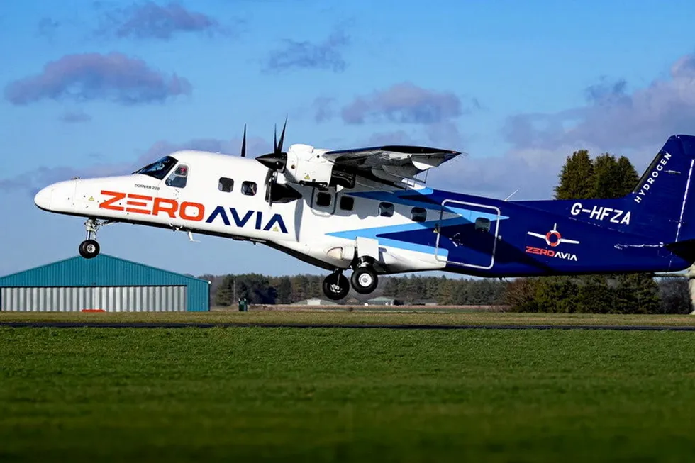 ZeroAvia's test plane taking off on its first flight last month.