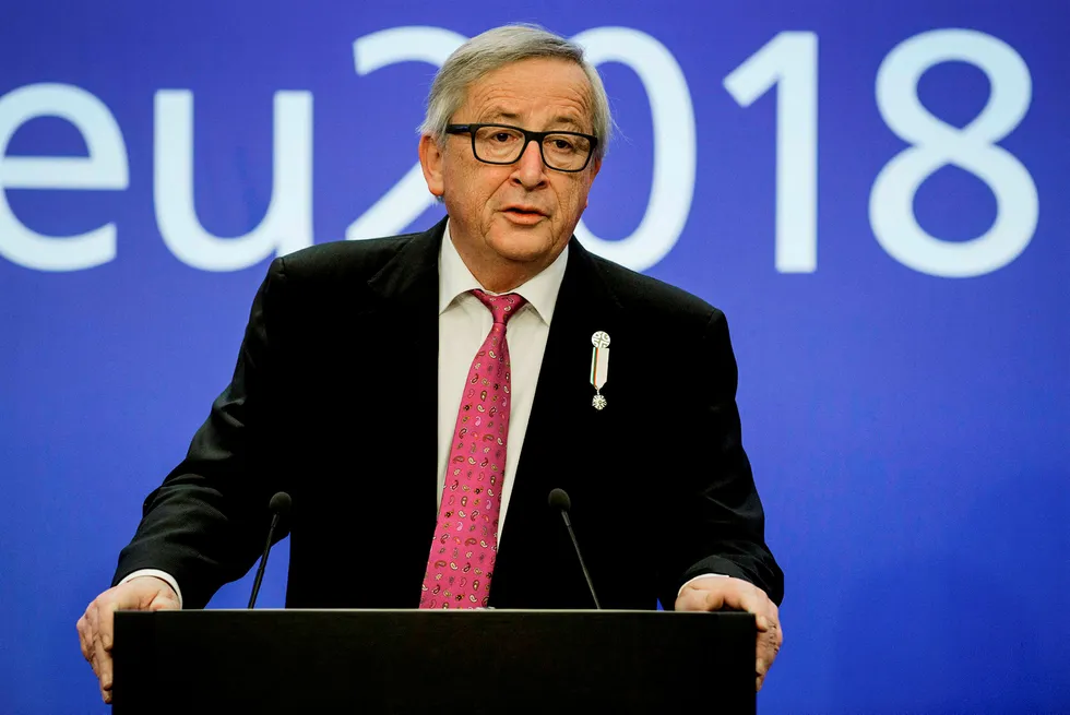 Presidenten for EU-kommisjonen Jean-Claude Juncker, her fotografert under en pressekonferanse i Sofia, hovedstaden i Bulgaria. Foto: DIMITAR DILKOFF
