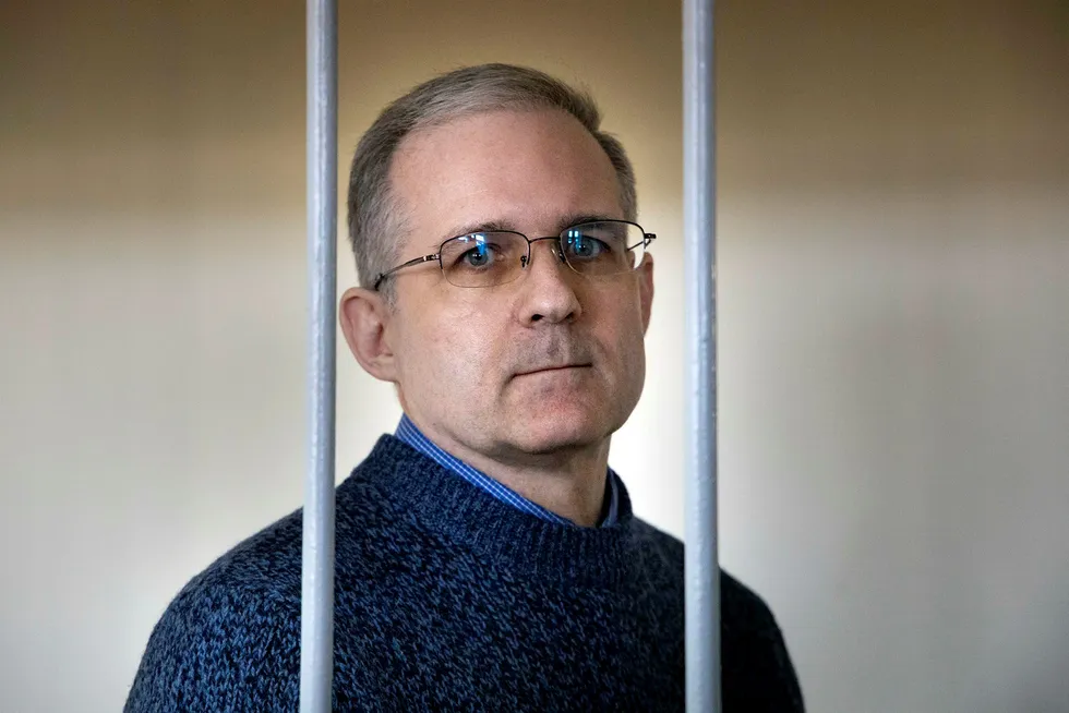 Paul Whelan ble mandag dømt til 16 års fengsel i Russland for spionasje. Bildet er fra et rettsmøte i fjor sommer.