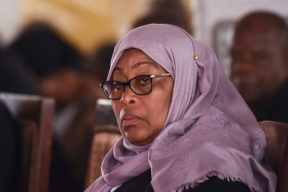 Agenda: Tanzania's new President Samia Suluhu Hassan attended the farewell mass for the late president John Magufuli at his home town in Chato, Tanzania last month