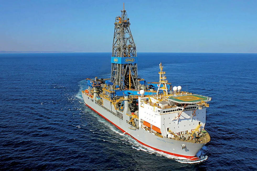 Deep-water market recovery: drillship Noble Tom Madden that is working off Guyana for ExxonMobil