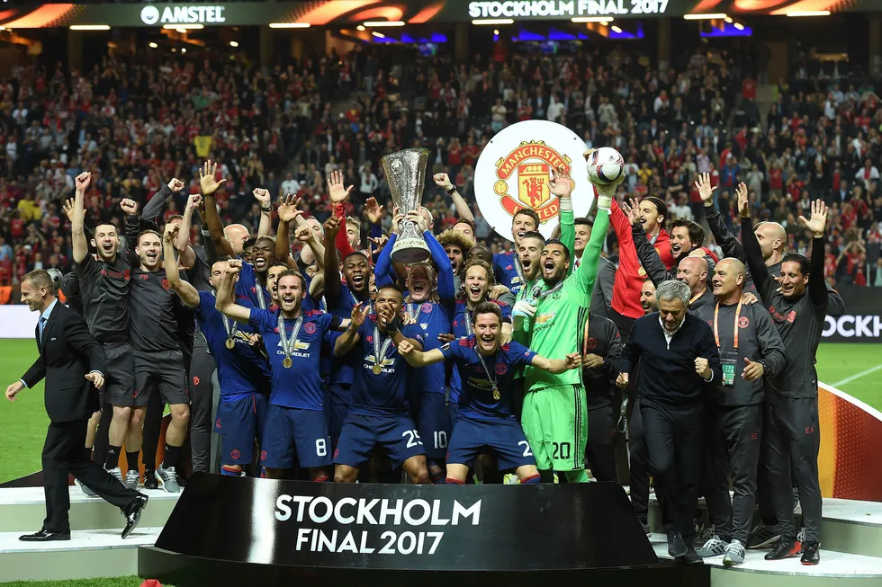 Manchester United vant Uefa Europa League i mai 2017. Prispengene var den viktigste årsaken til at klubben samme sesong hadde fotballverdenens høyeste omsetning. Foto: AFP Photo / Paul Ellis