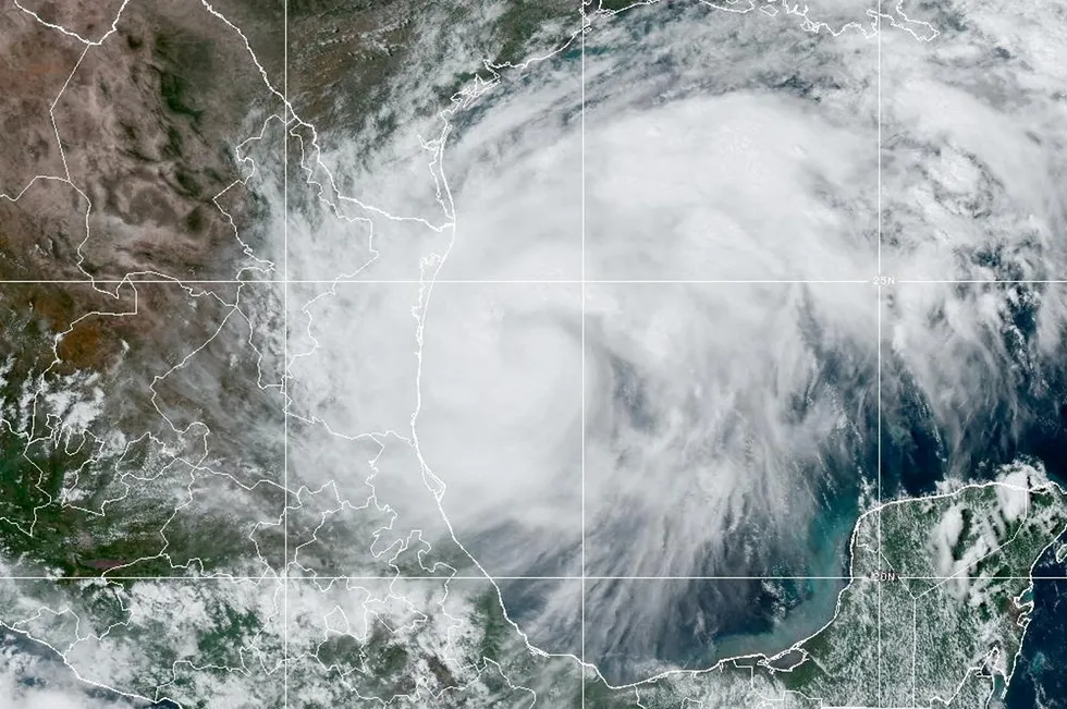 Satellite image shows Tropical Storm Francine churning through the Gulf of Mexico on 9 September.