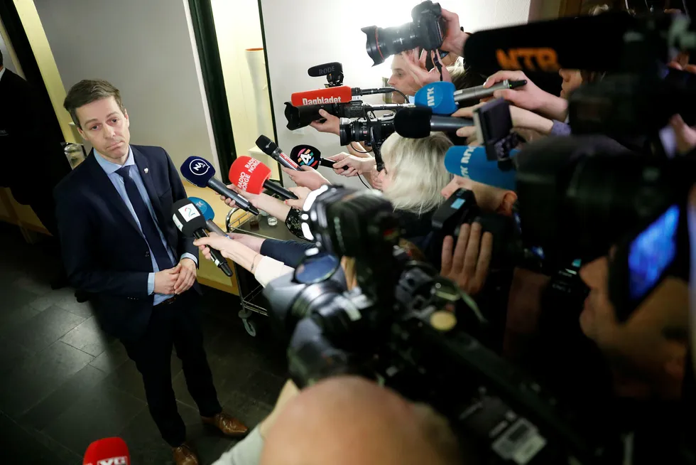 Hareide opplyste til pressen at landsstyret ikke har tillit til Listhaug. Foto: Aleksander Nordahl