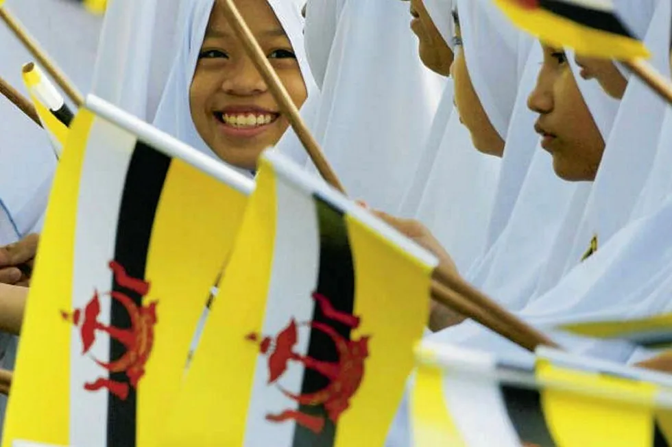 Waving the Bruneian flag